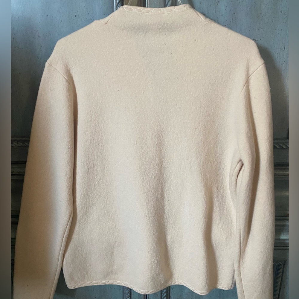 Talbots Cream 100% Marino Wool Sweater with Sequins, Glitter and Tiny Pearls - Picture 6 of 9